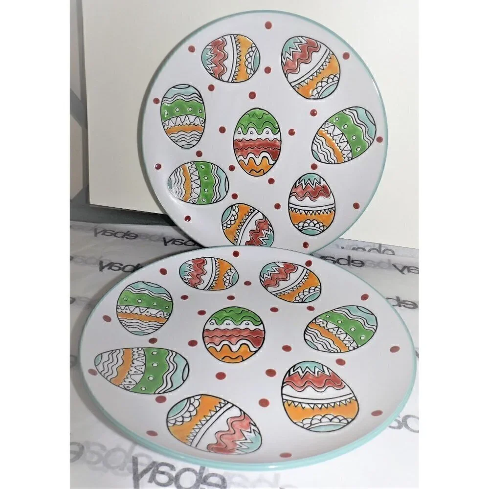 In Homestylez set of 2 multicolor Easter egg & polka-dot dishes 8.5 inch across